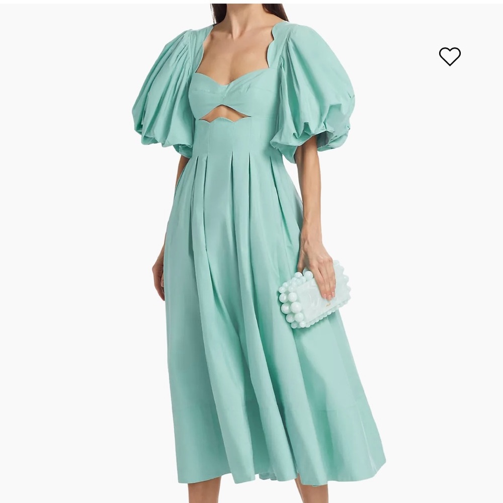 Farm Rio Cotton Cut-Out Midi-Dress in Grey Blue